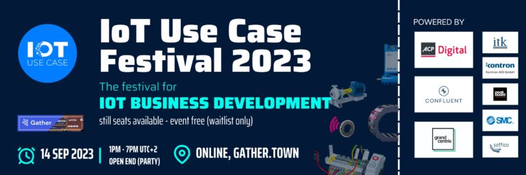 IoT Use Case Festival 2023 - Thu, September 14, 2023 1:00 PM - 7:00 PM UTC+2 Online in Metaverse